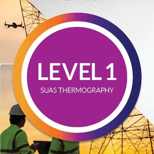 Level 1 sUAS Thermography training course logo with drone and tower imagery